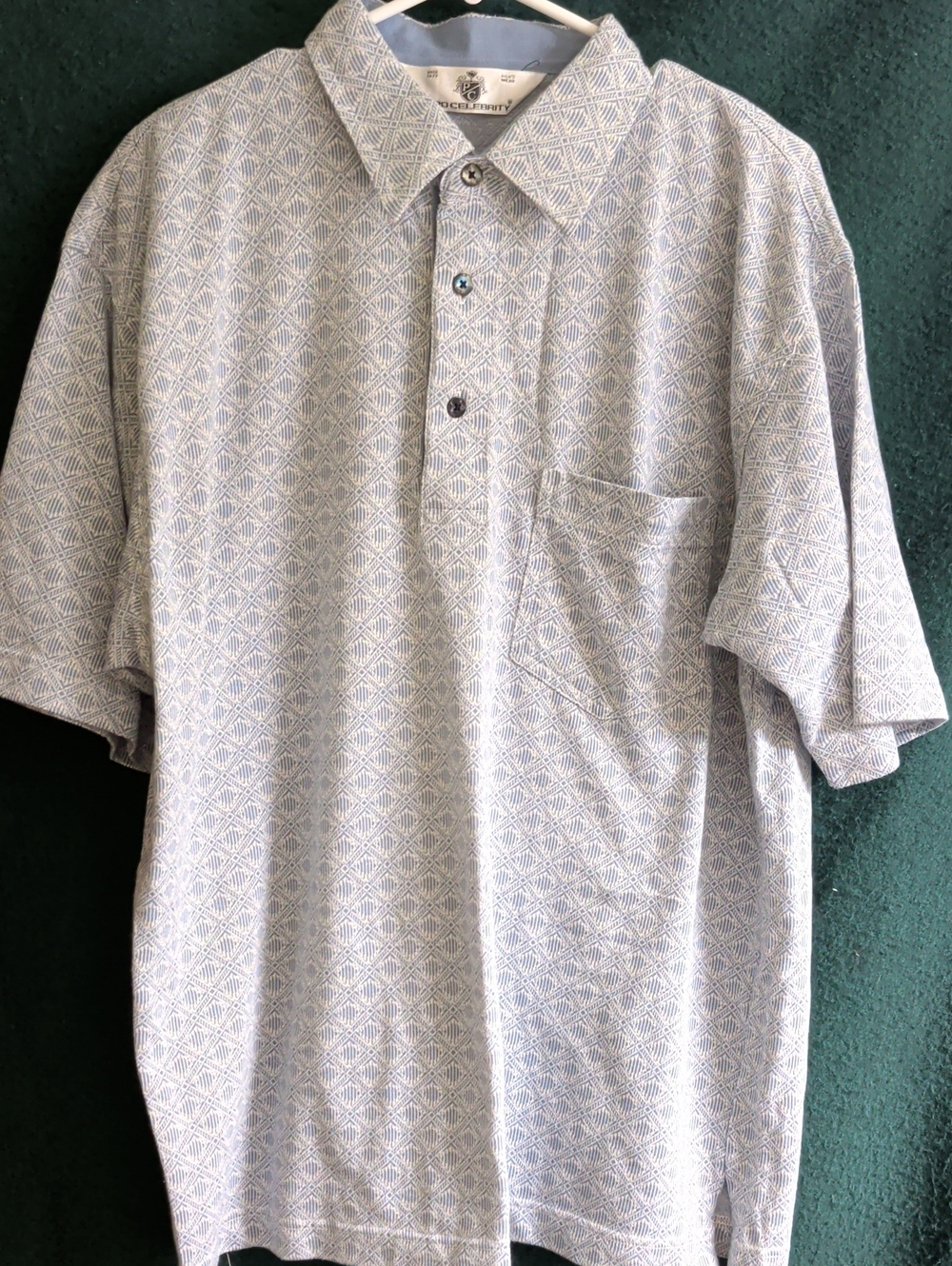 Pro Celebrity Light Blue & White Geometric Short-Sleeve Polo
